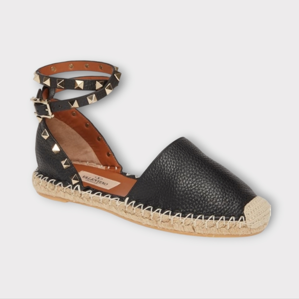 Black Studded Espadrille Flats